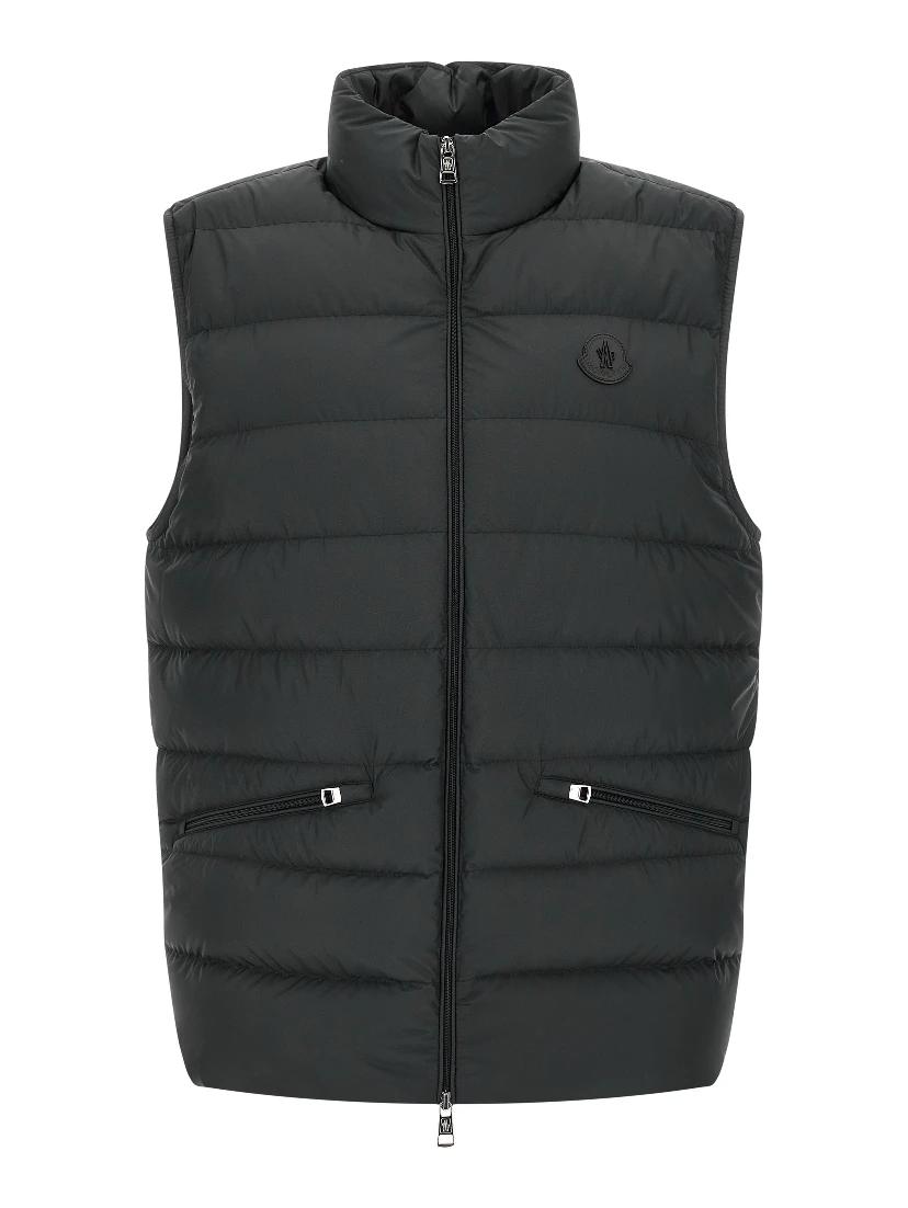 Black Polyester Sleeveless Jacket