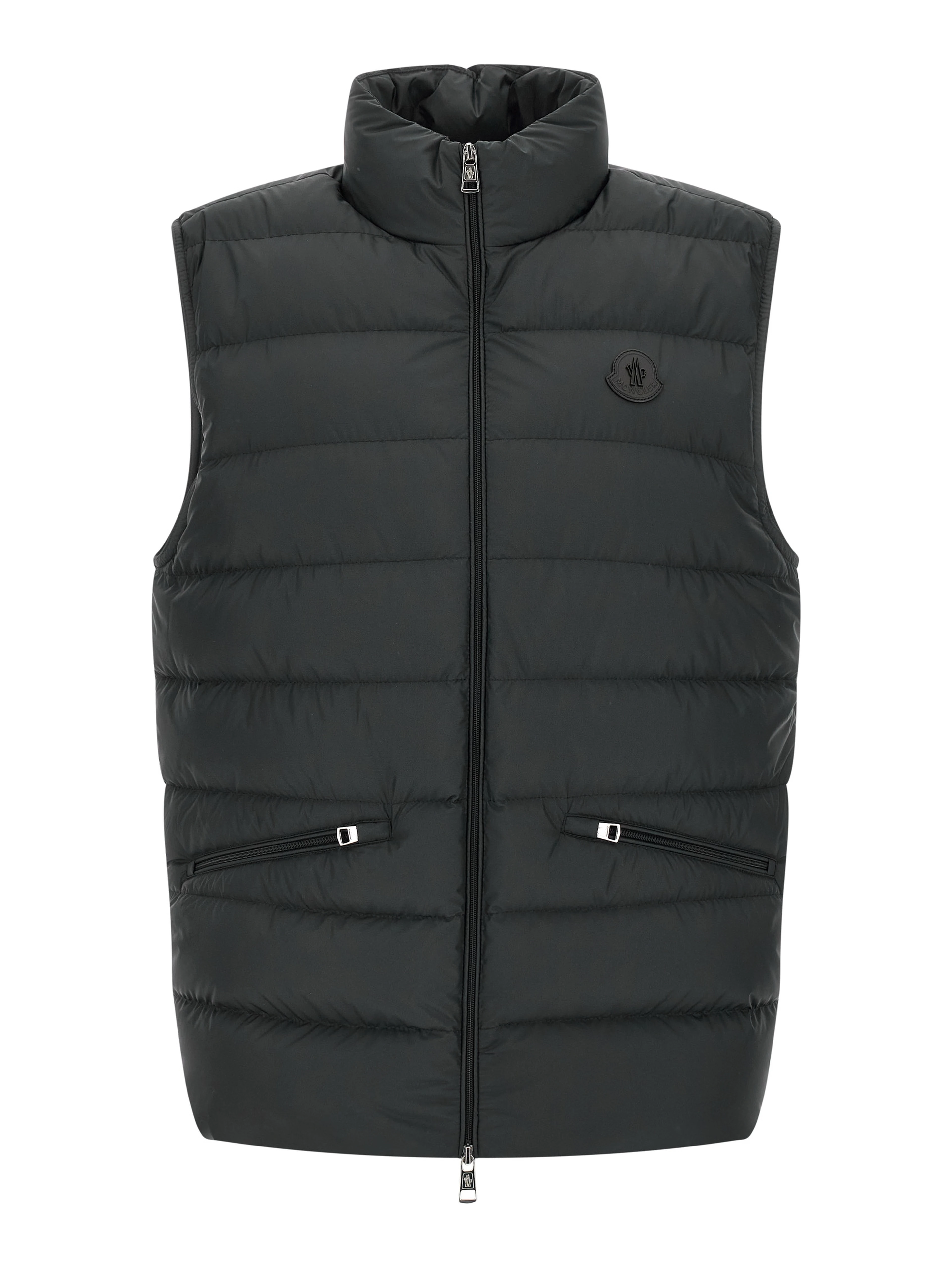 Black Polyester Sleeveless Jacket