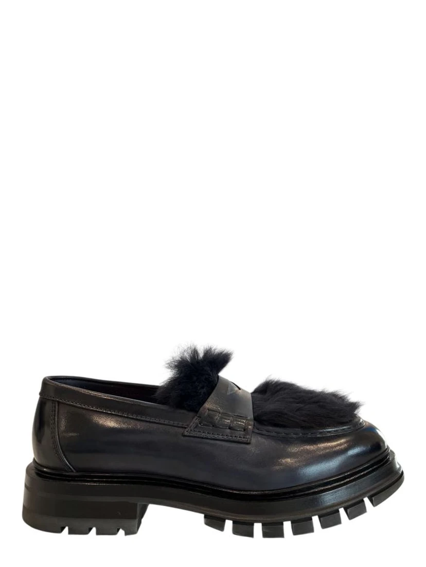 Blue Leather Men Loafer