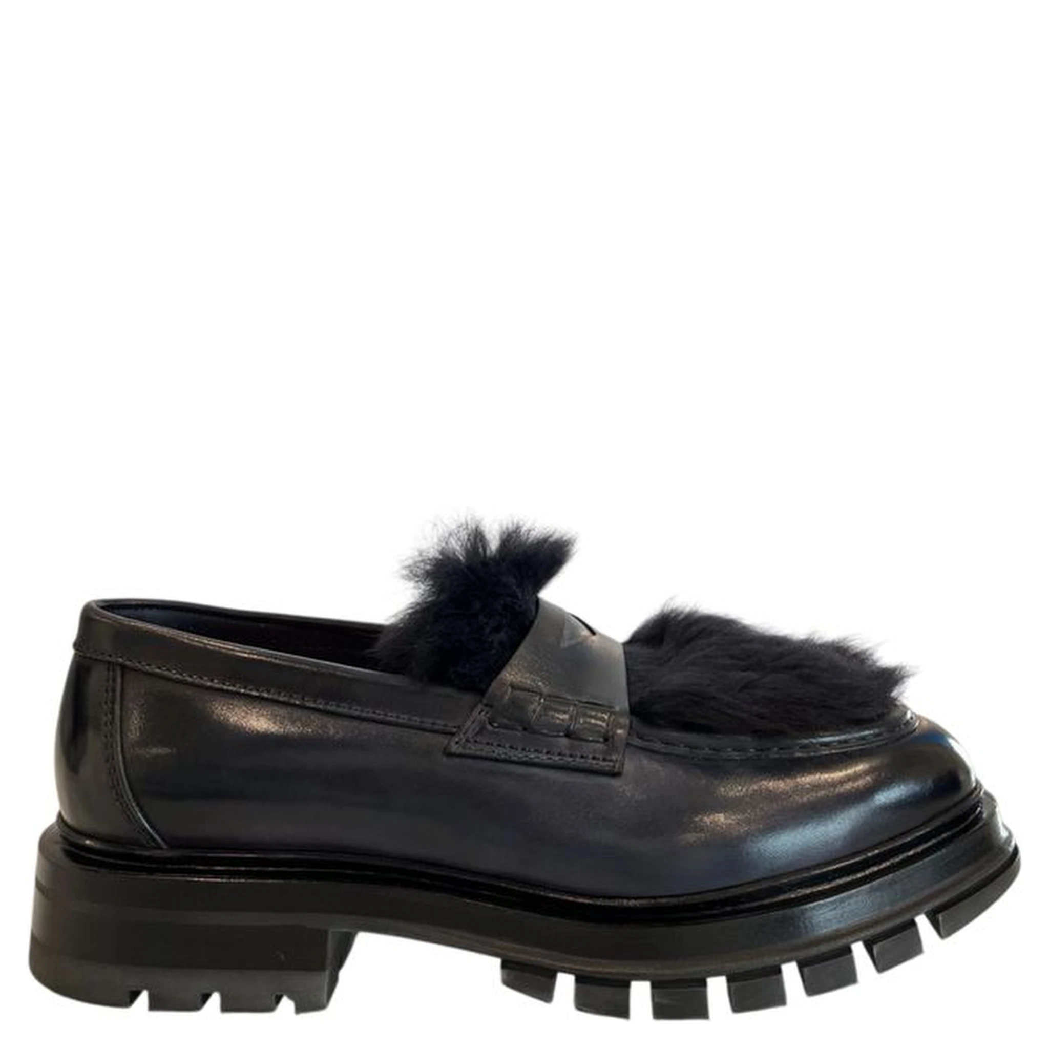 Blue Leather Men Loafer