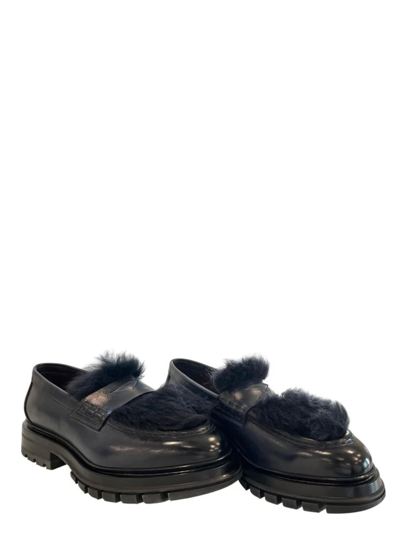 Blue Leather Men Loafer