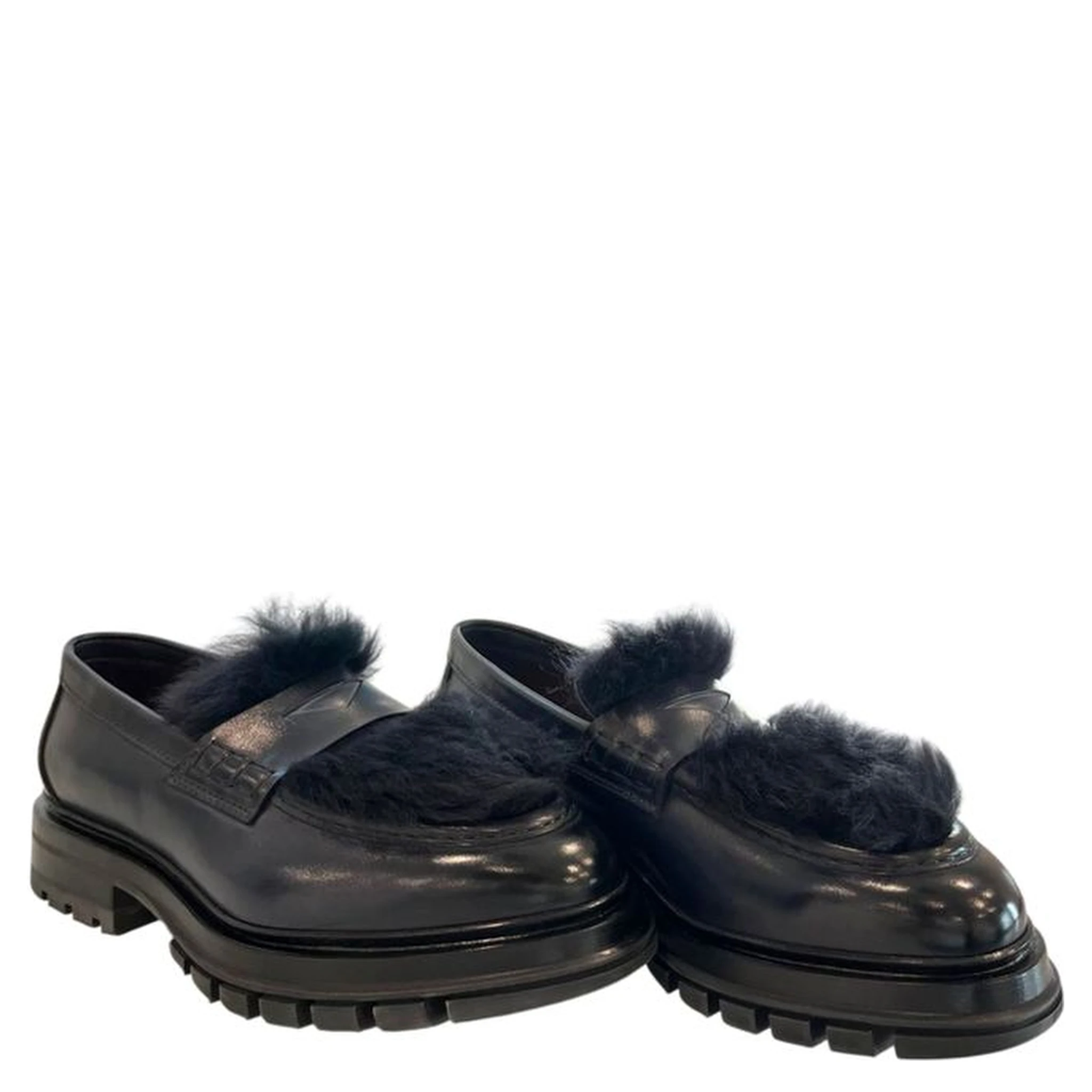 Blue Leather Men Loafer