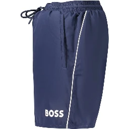 Blue Polyester Men's Swimwear