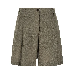 Bicolor Linen Bermuda Shorts