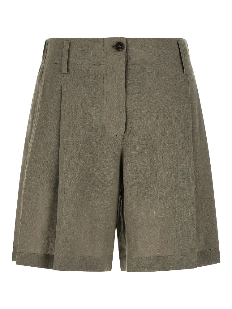 Bicolor Linen Bermuda Shorts