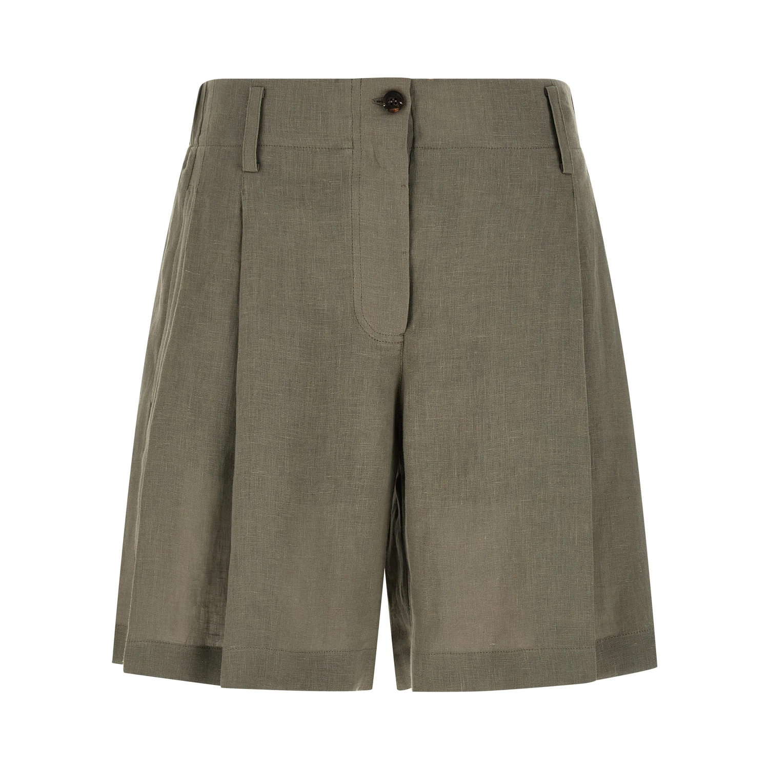 Bicolor Linen Bermuda Shorts