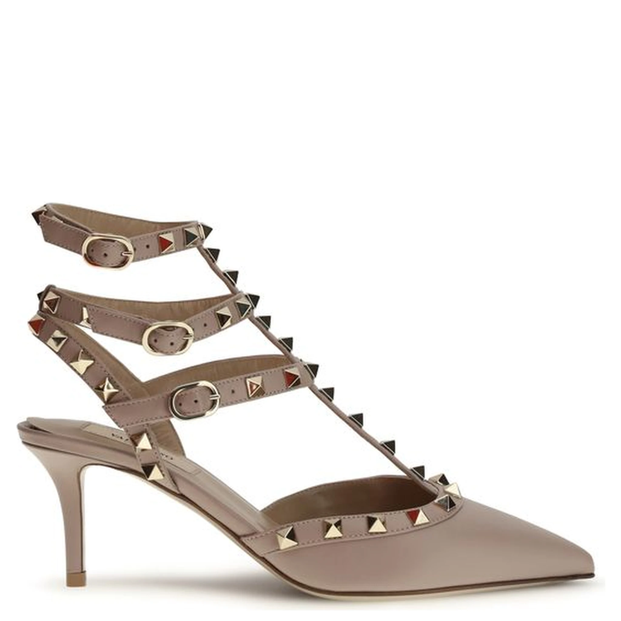 Beige Calf Leather Bos Taurus Mid Heel Pumps
