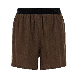 Brown Silk Bermuda Shorts