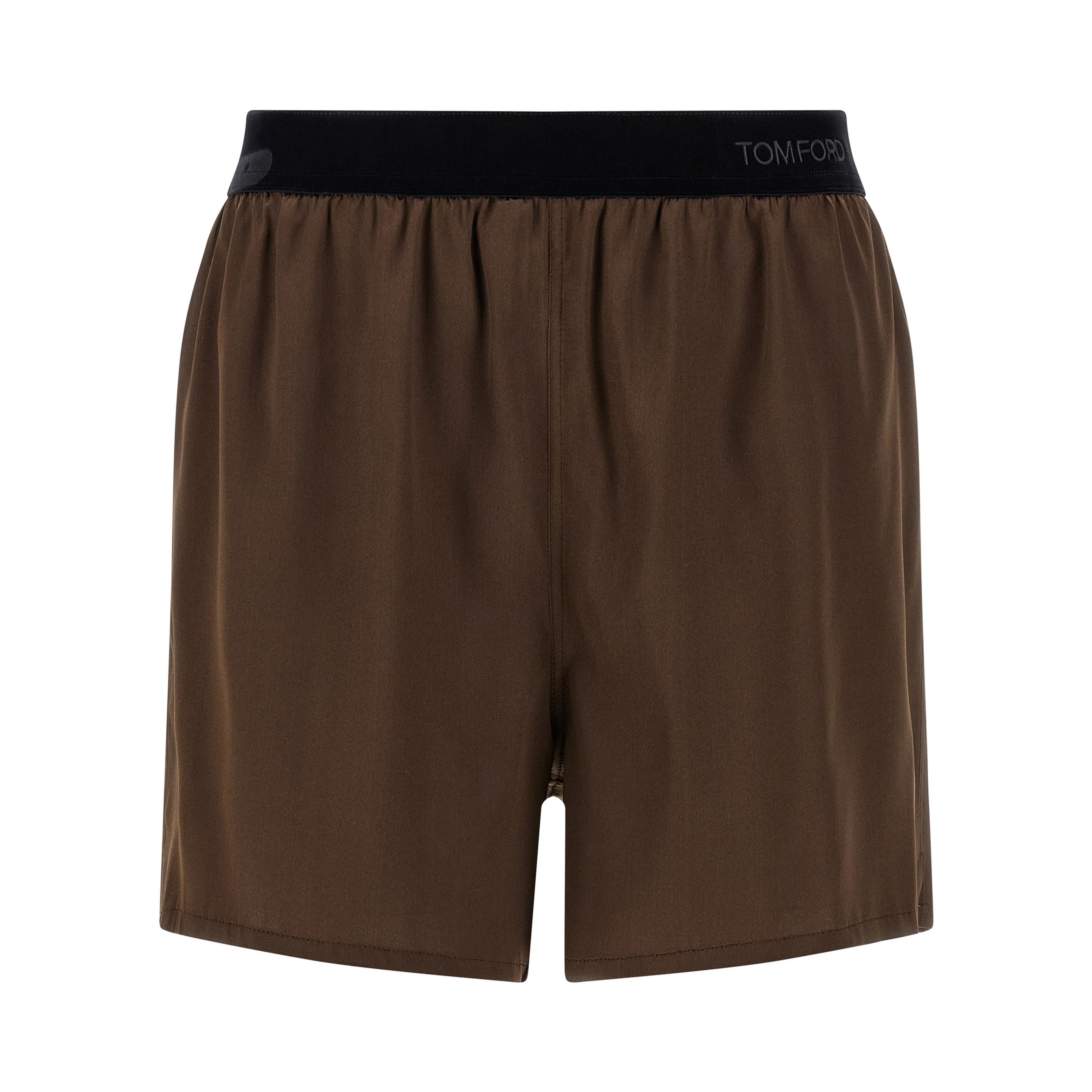 Brown Silk Bermuda Shorts