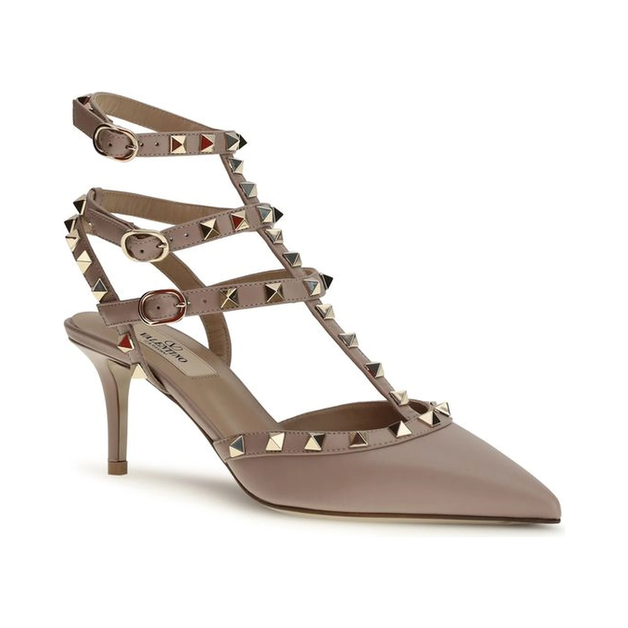 Beige Calf Leather Bos Taurus Mid Heel Pumps