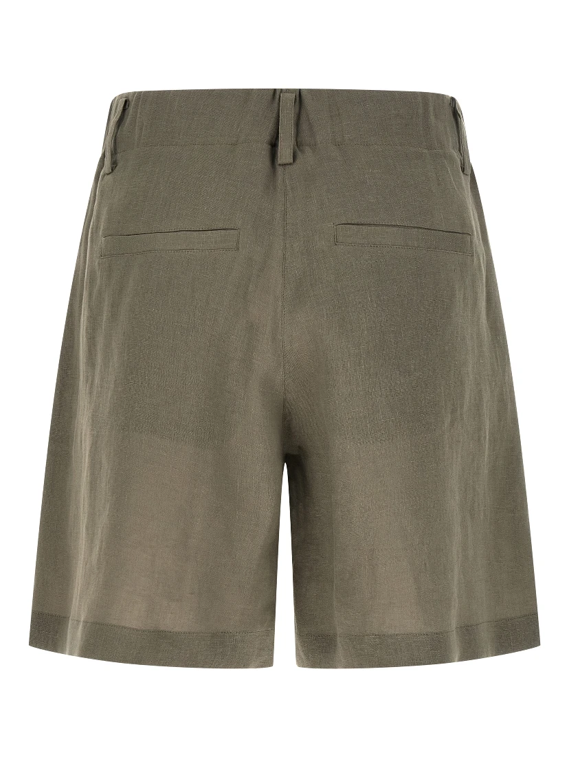 Bicolor Linen Bermuda Shorts
