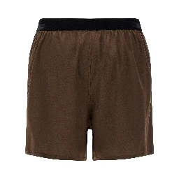 Brown Silk Bermuda Shorts