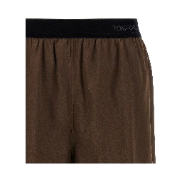 Brown Silk Bermuda Shorts