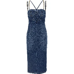 Blue Cotton Midi Dress