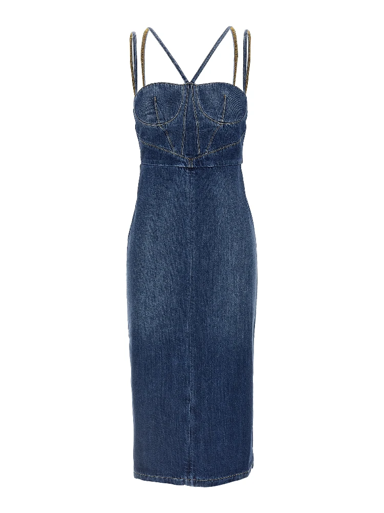Blue Cotton Midi Dress