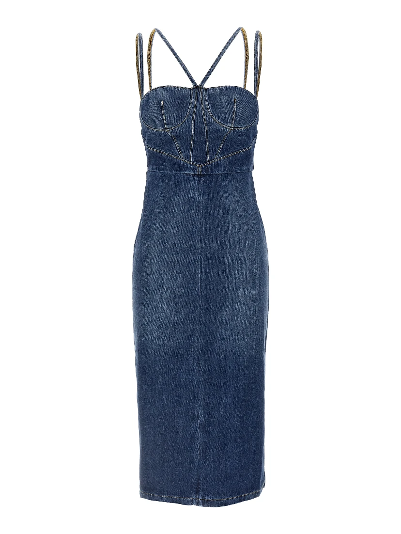 Blue Cotton Midi Dress