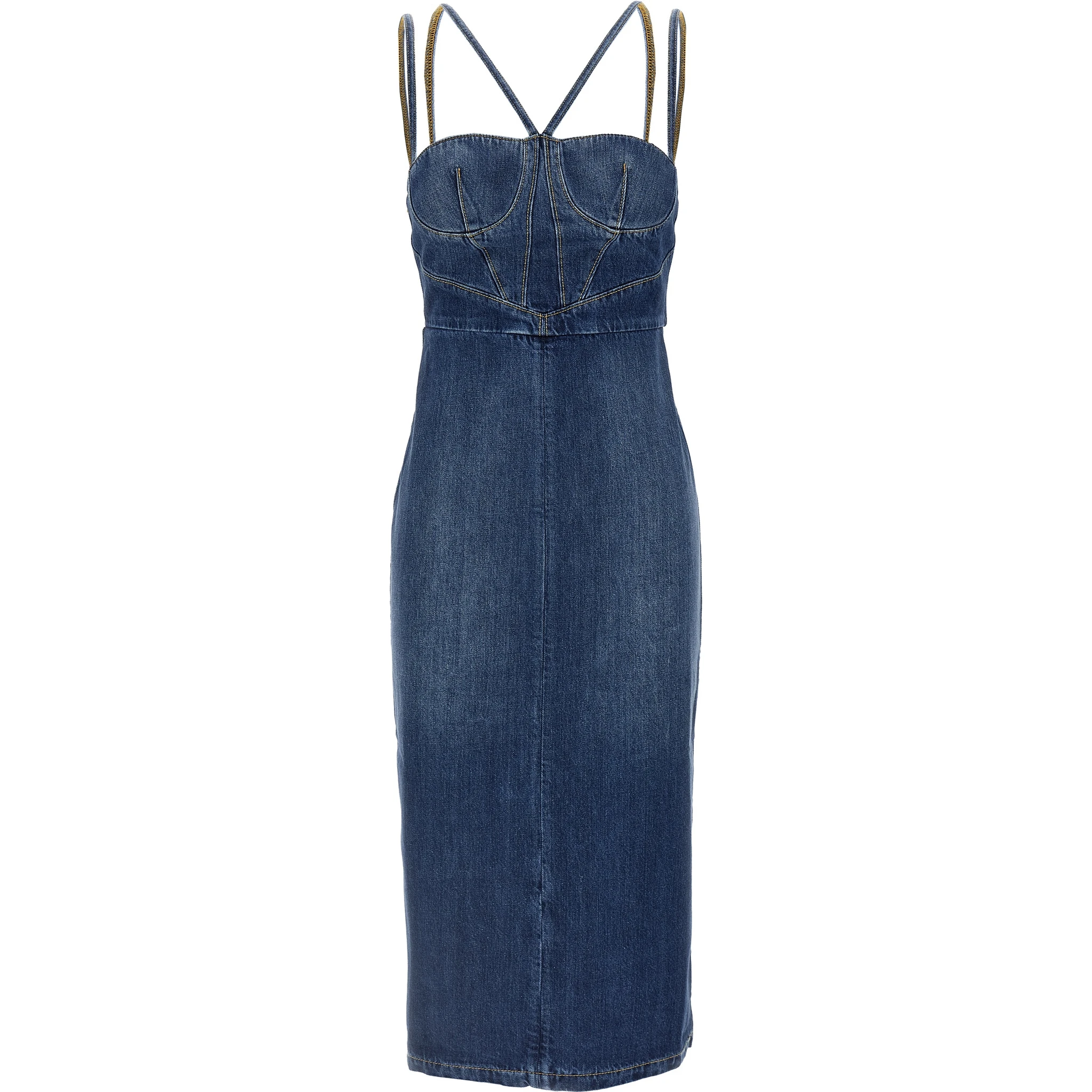 Blue Cotton Midi Dress