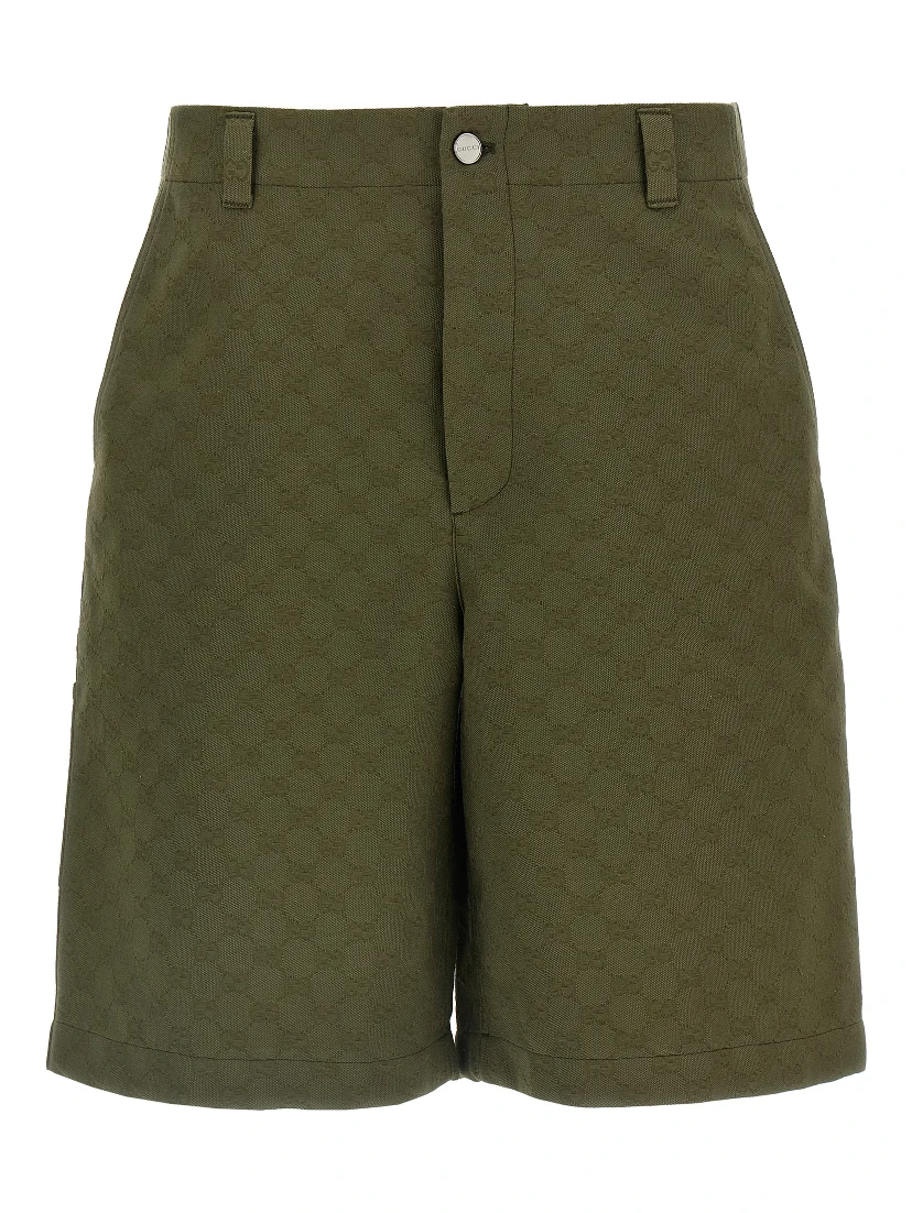 Bicolor Cotton Bermuda Shorts