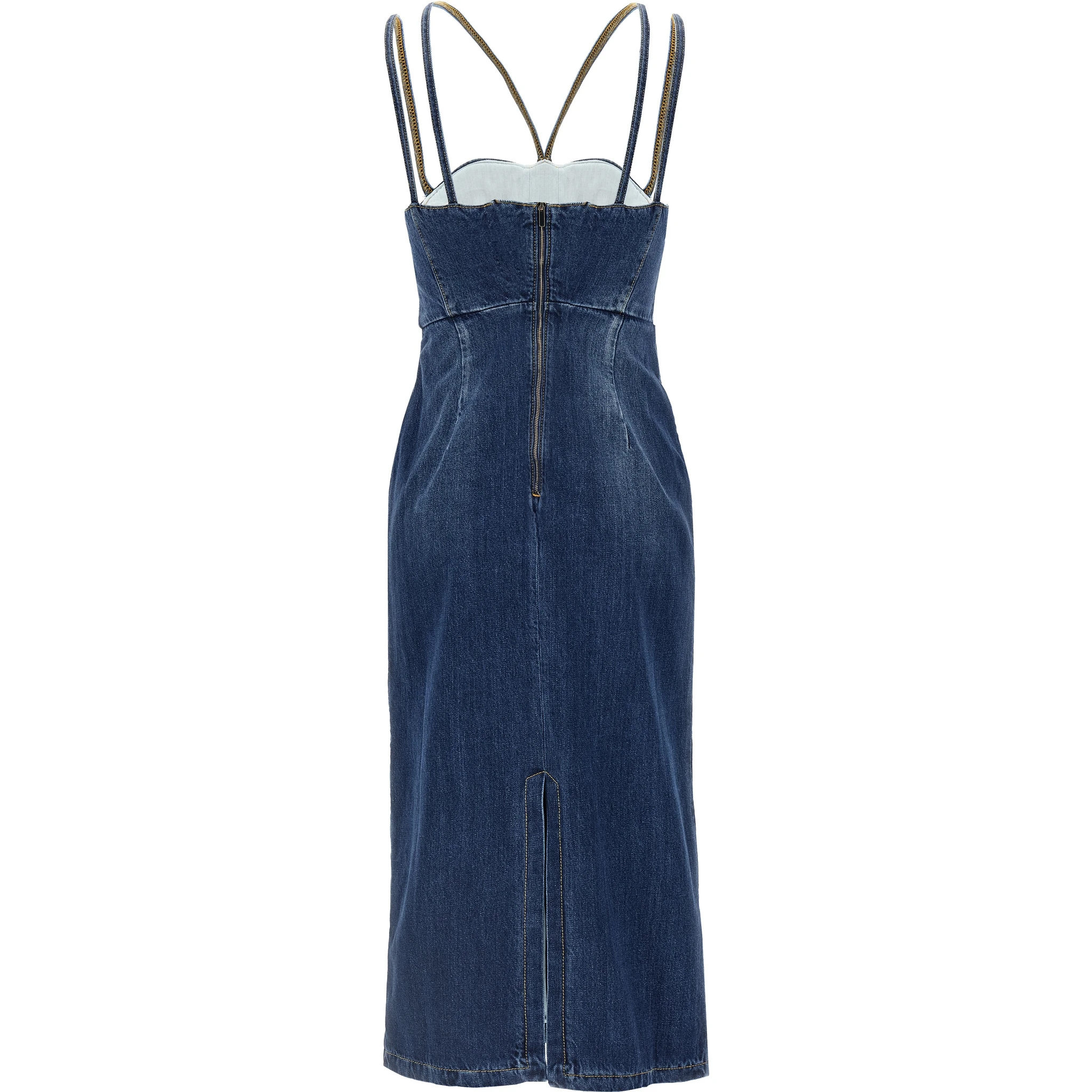 Blue Cotton Midi Dress