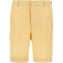 Bicolor Linen Bermuda Shorts