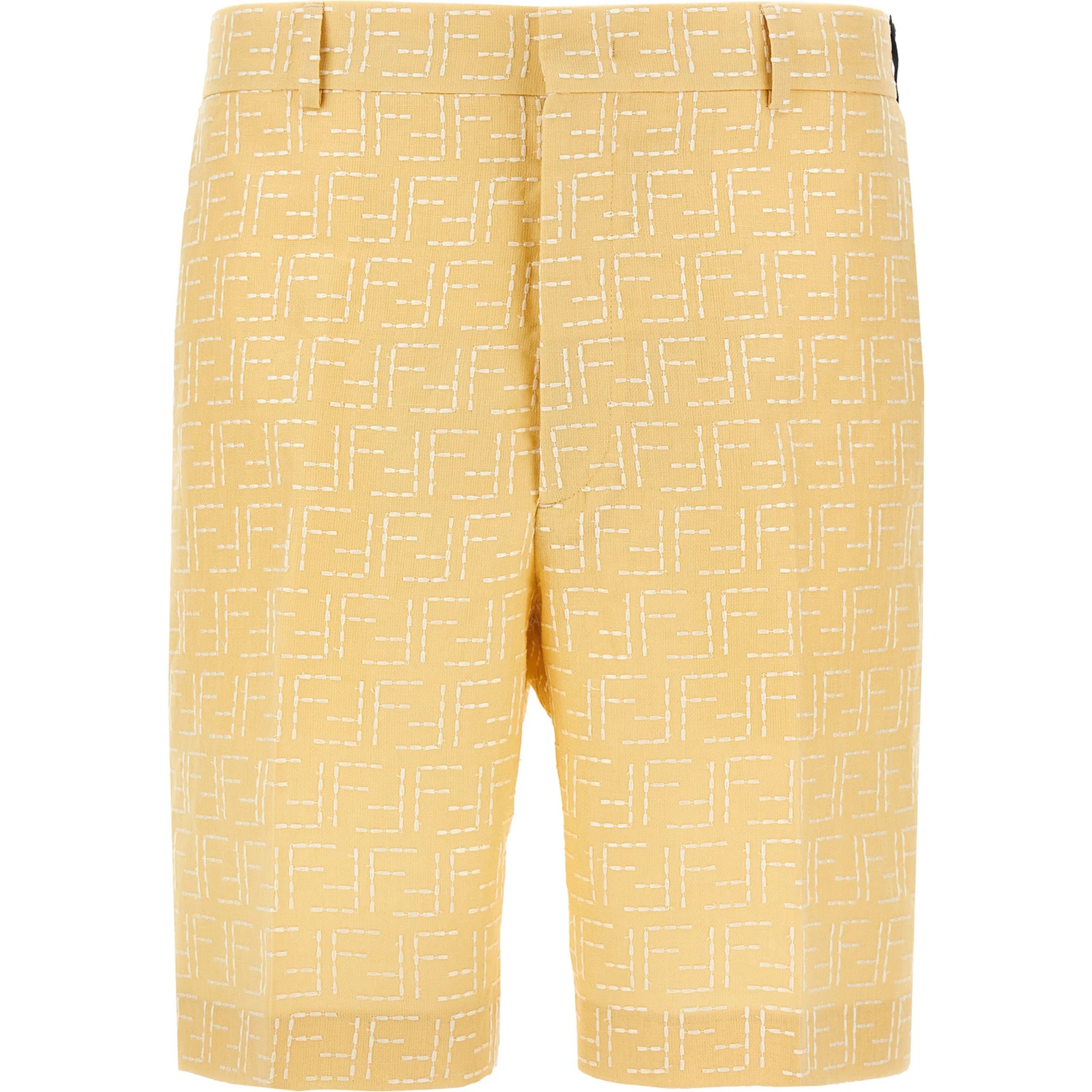 Bicolor Linen Bermuda Shorts