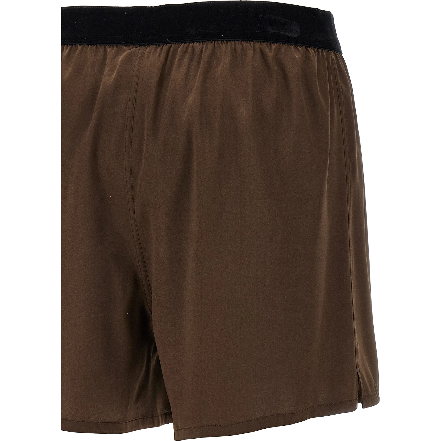 Brown Silk Bermuda Shorts