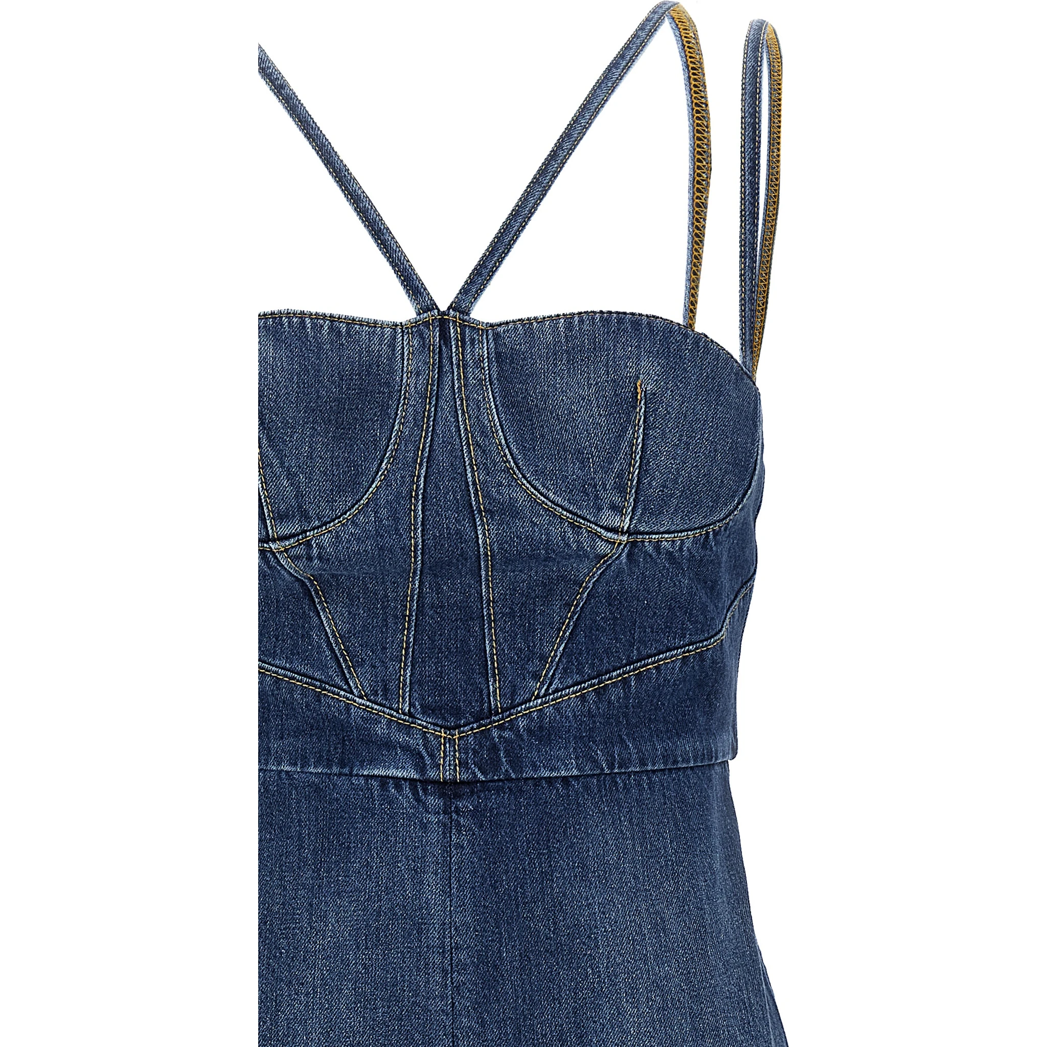 Blue Cotton Midi Dress