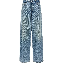 Blue Cotton Straight-Leg Jeans