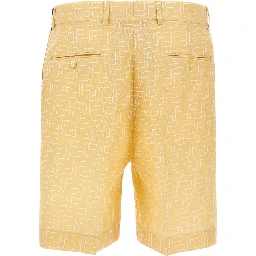 Bicolor Linen Bermuda Shorts