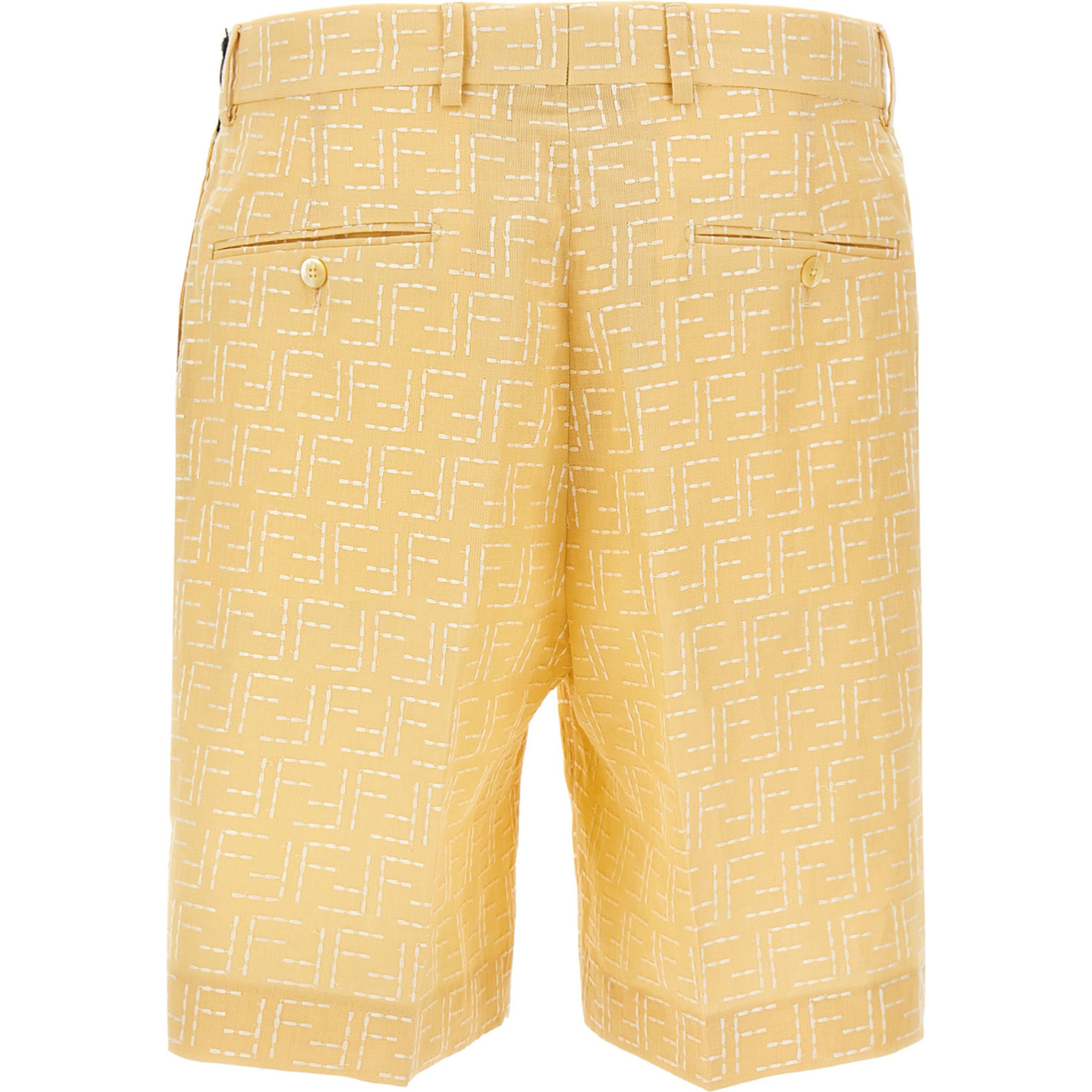 Bicolor Linen Bermuda Shorts