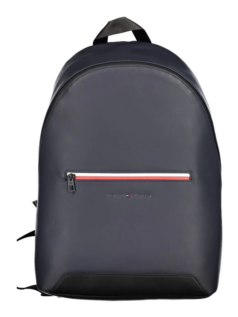 Blue Polyurethane Men's Backpack with Adjustable Straps