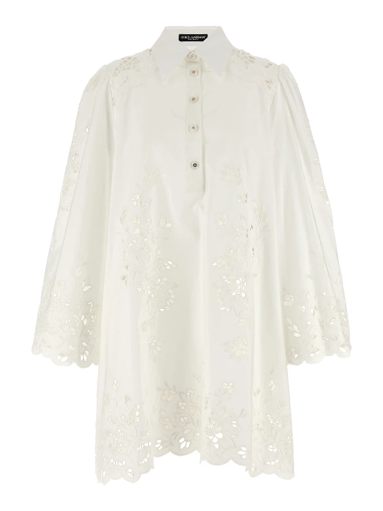 White Cotton Short Dress