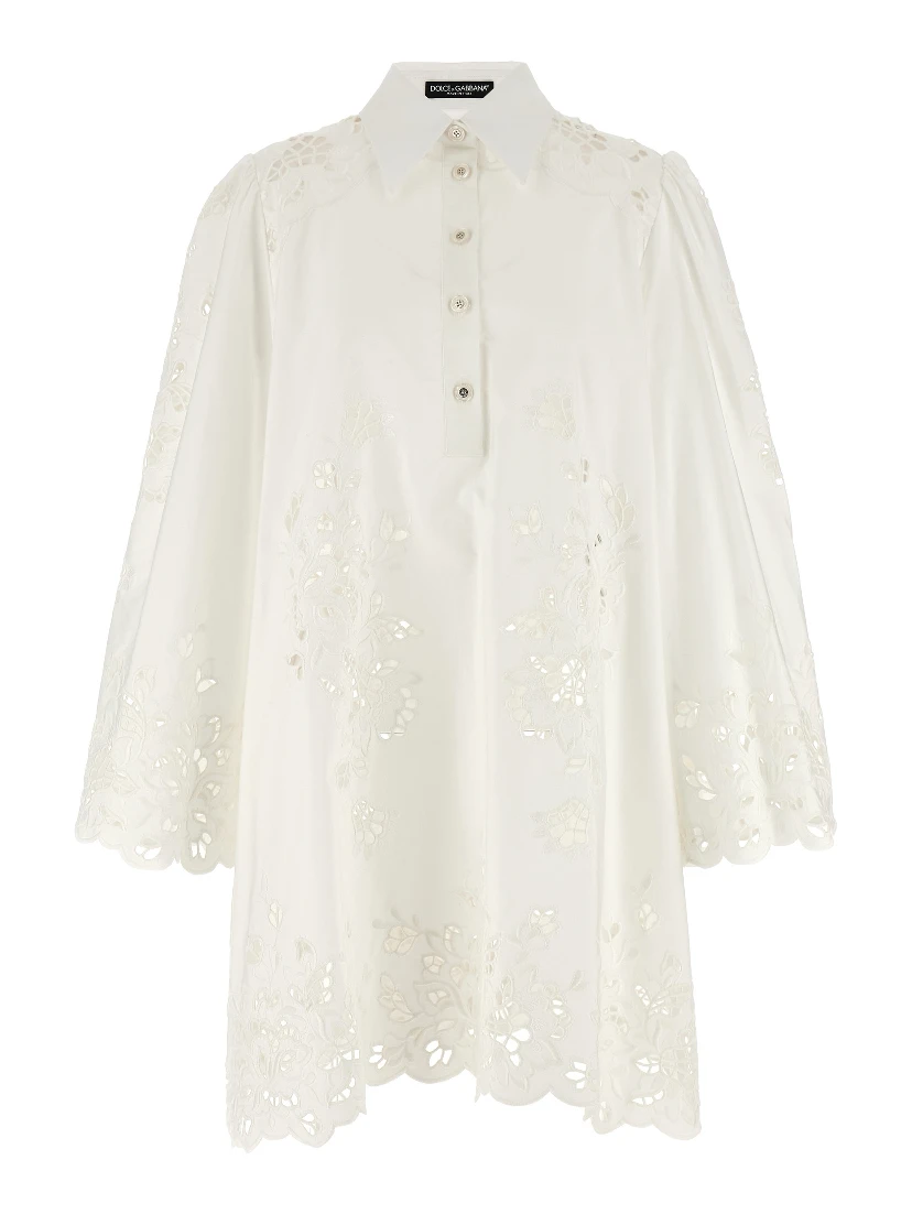 White Cotton Short Dress