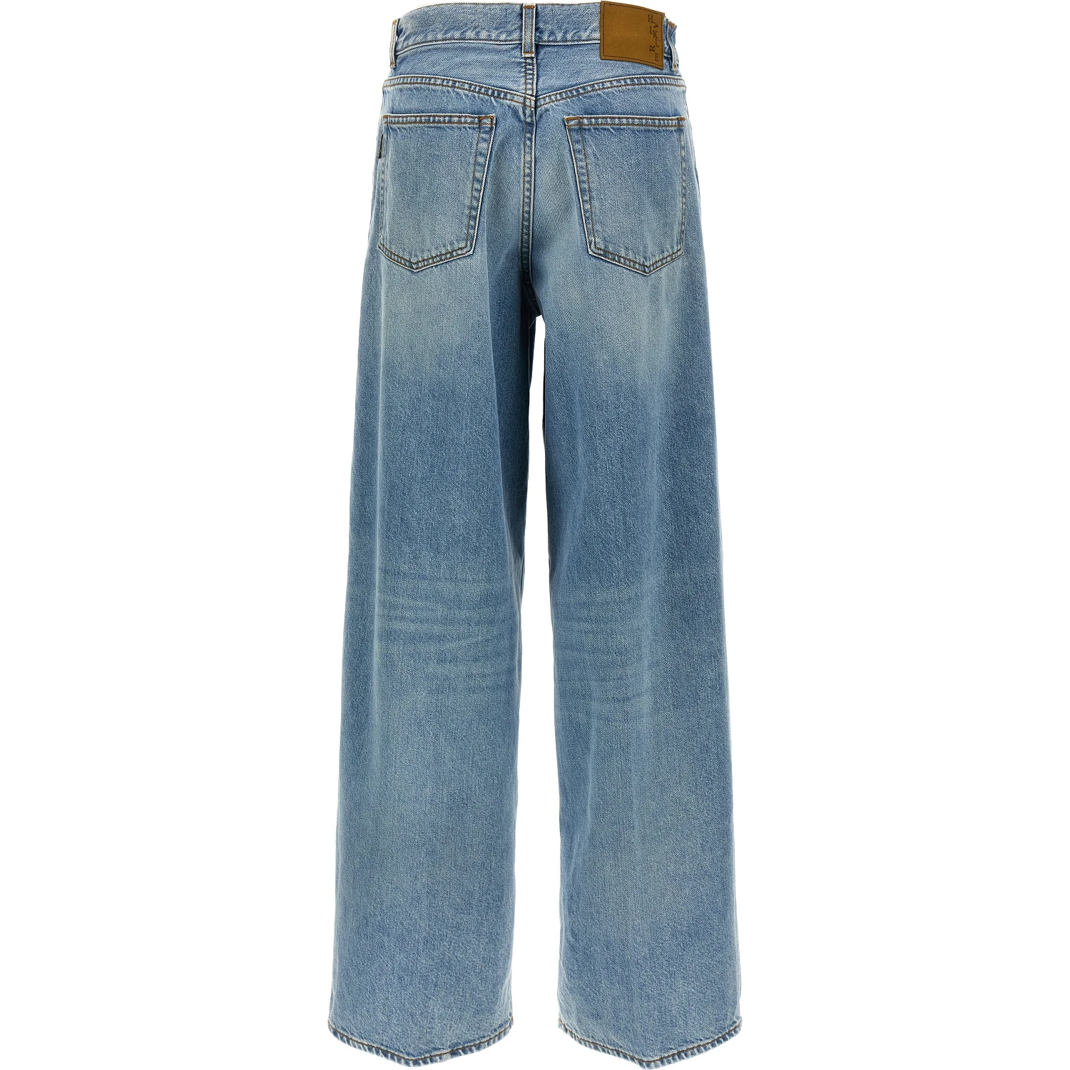 Blue Cotton Straight-Leg Jeans