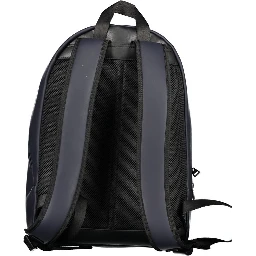 Blue Polyurethane Men's Backpack with Adjustable Straps