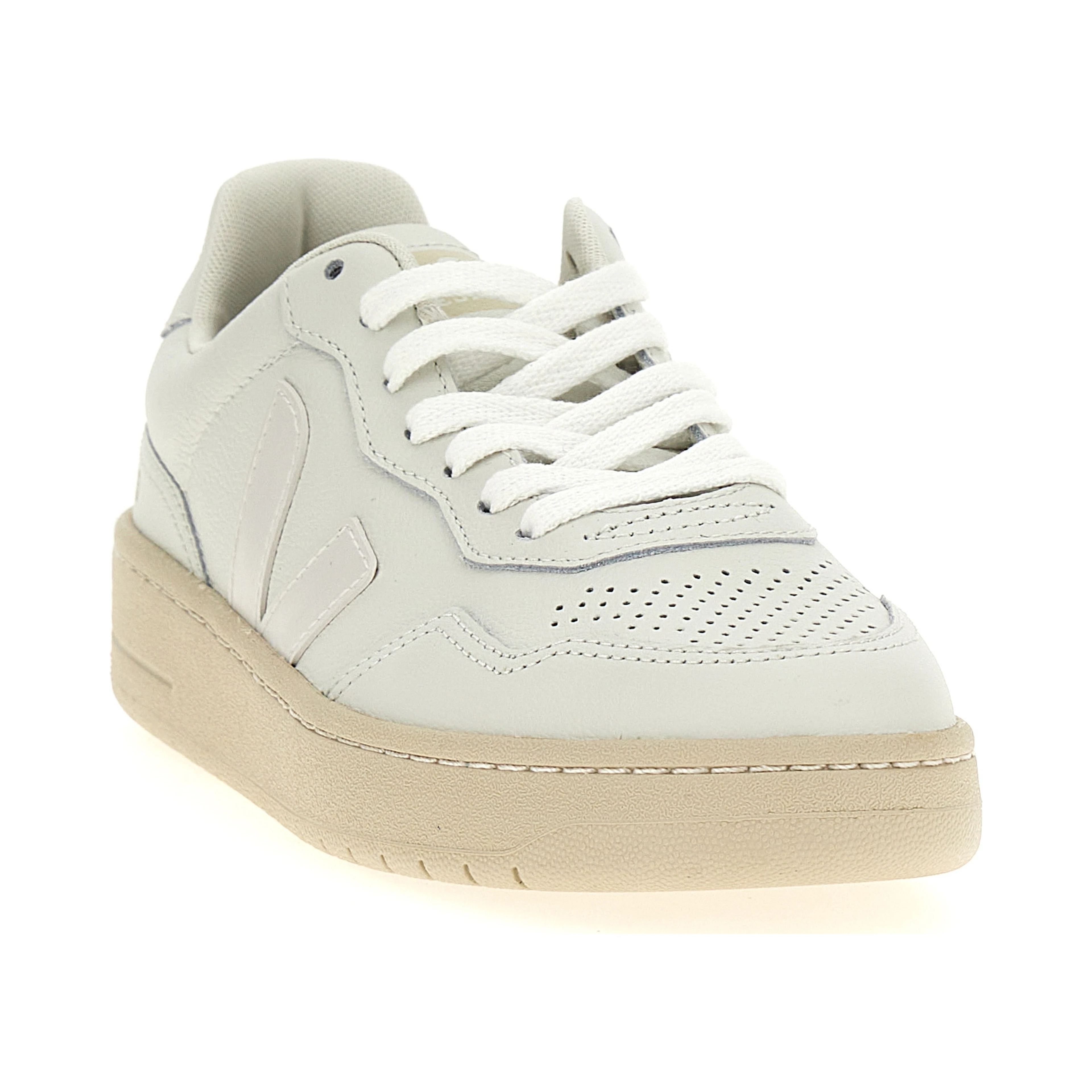 White Leather Low Top Sneakers