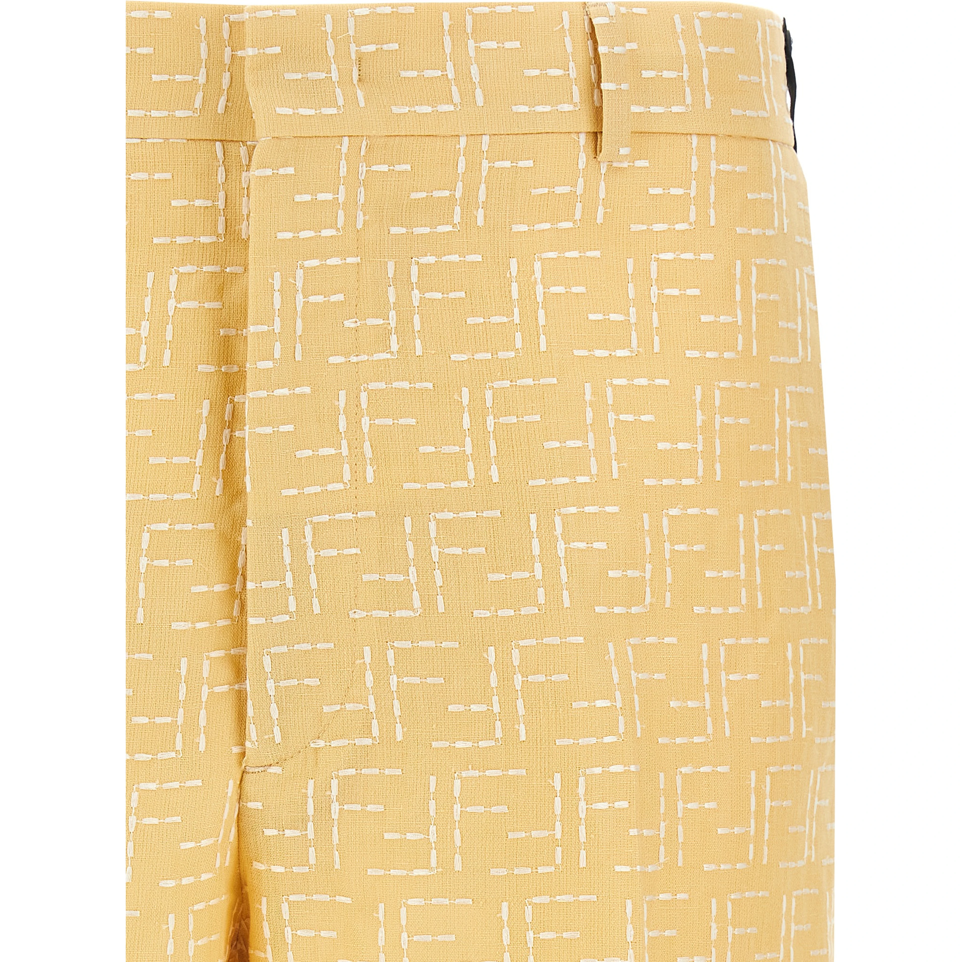 Bicolor Linen Bermuda Shorts