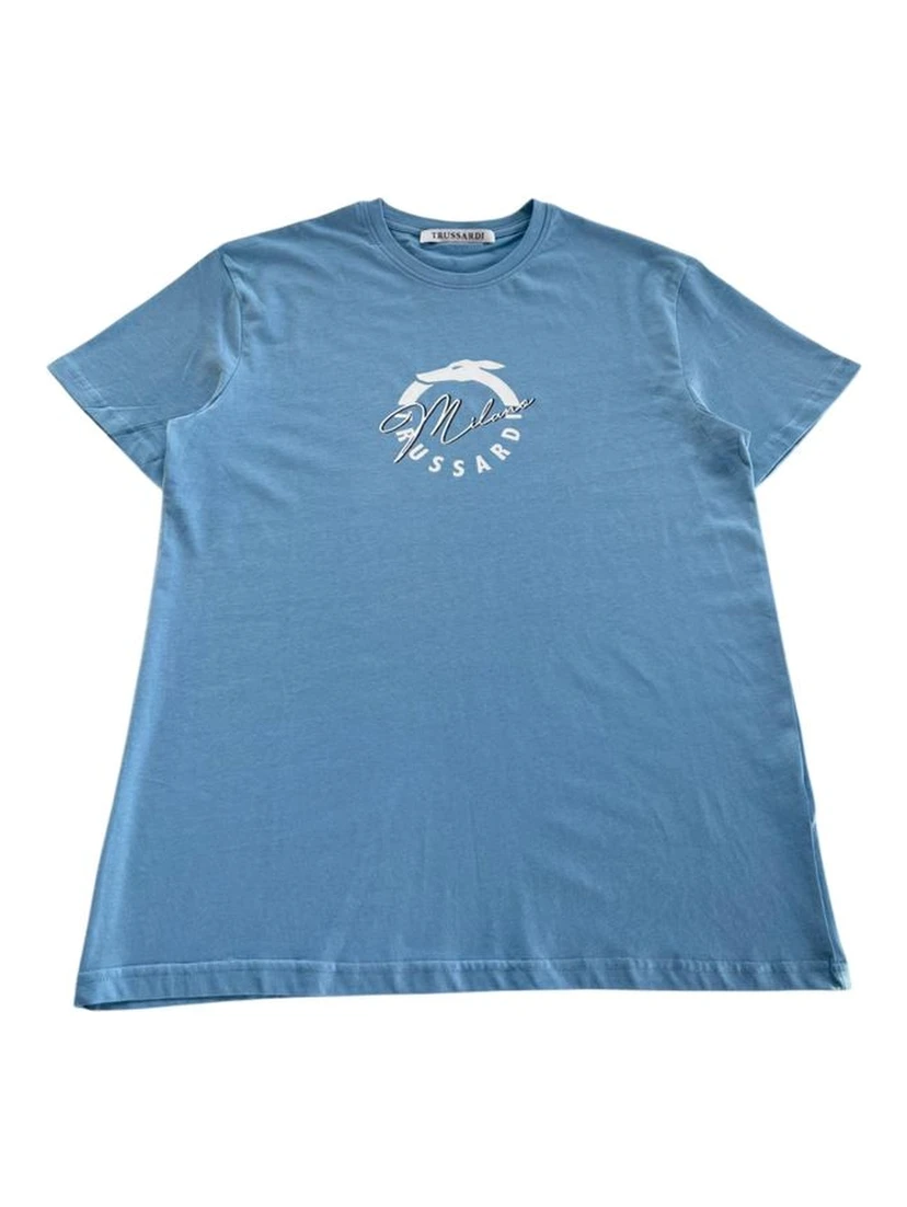 Light Blue Cotton Men T-Shirt