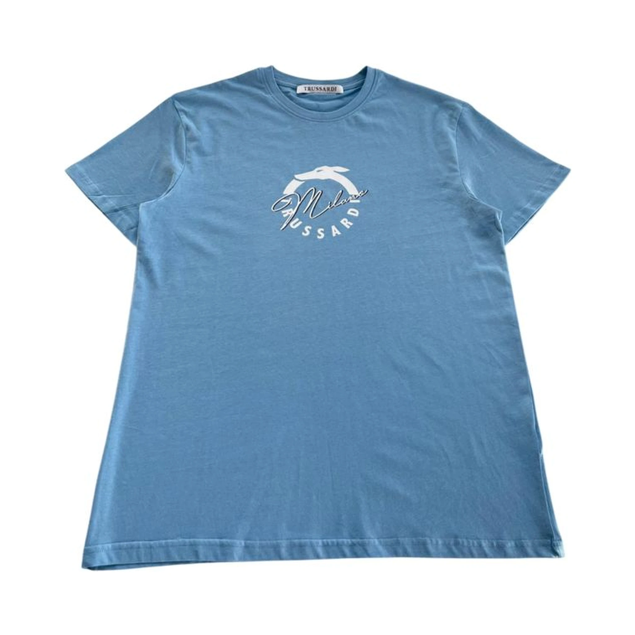 Light Blue Cotton Men T-Shirt