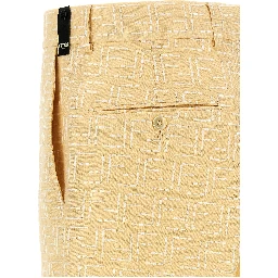 Bicolor Linen Bermuda Shorts