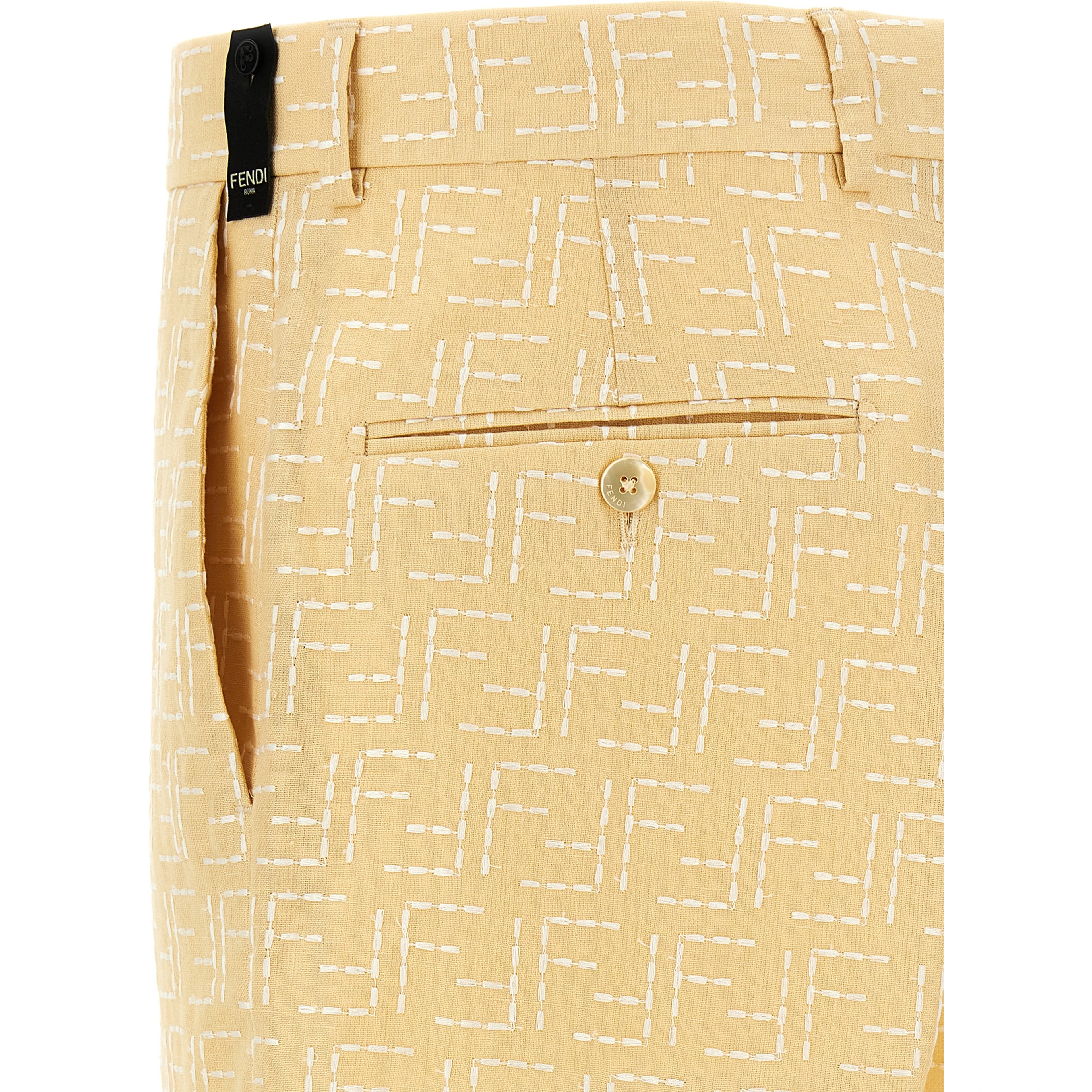 Bicolor Linen Bermuda Shorts