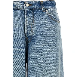 Blue Cotton Straight-Leg Jeans