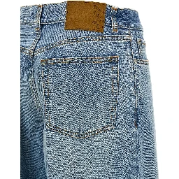 Blue Cotton Straight-Leg Jeans