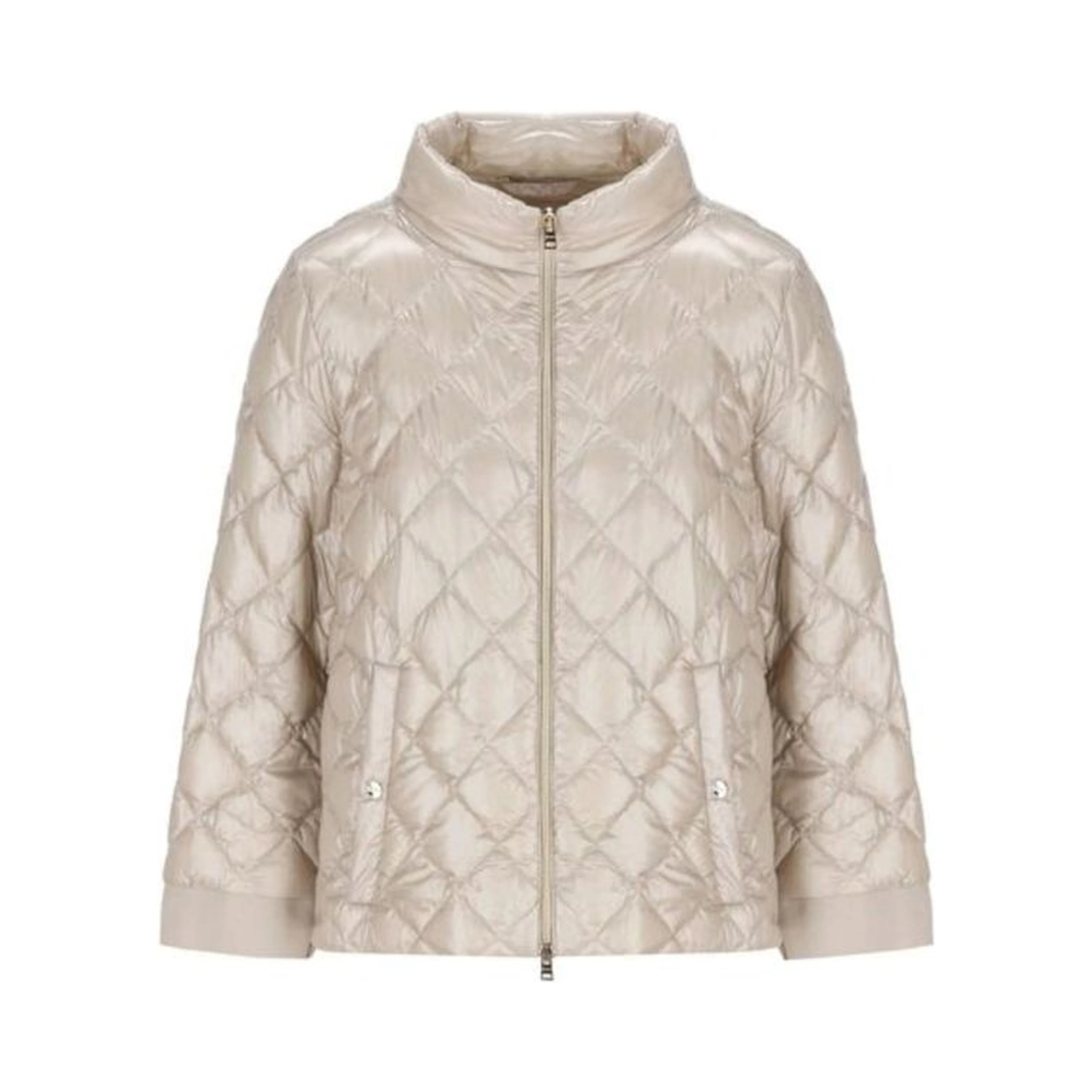 Beige Polyamide Full-Length Jacket