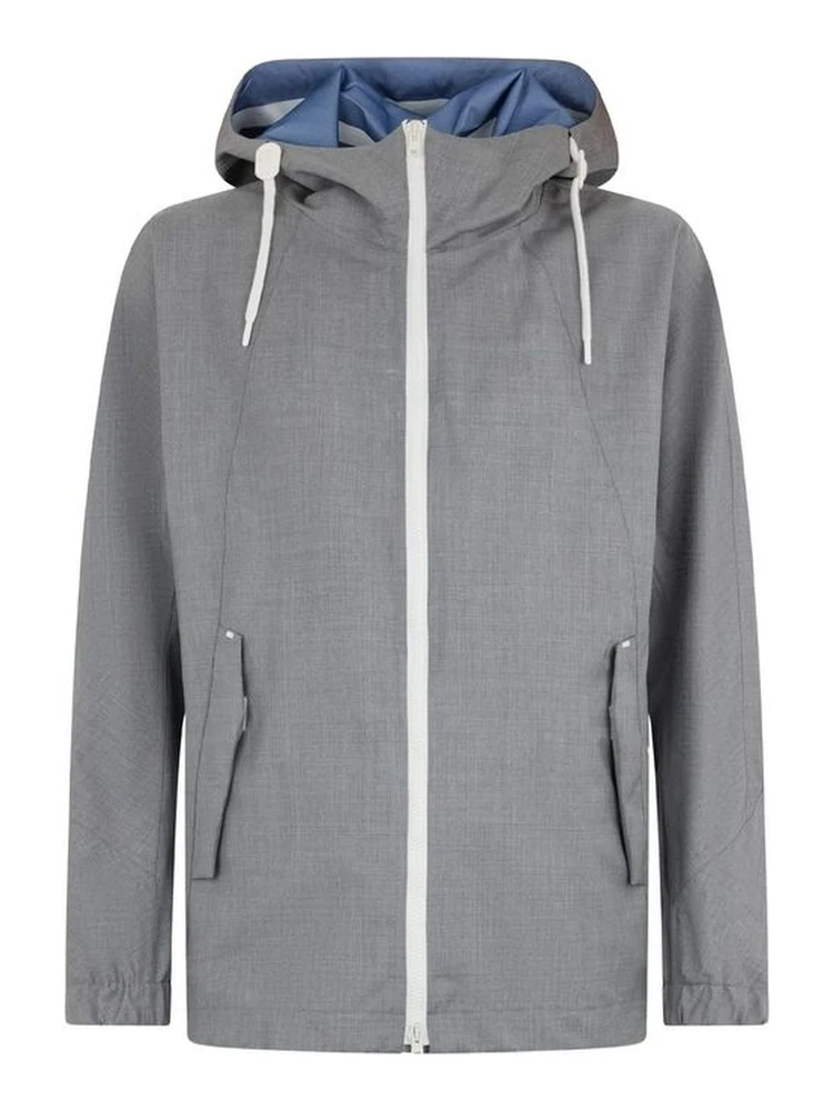 Gray Virgin Wool Shell Jacket