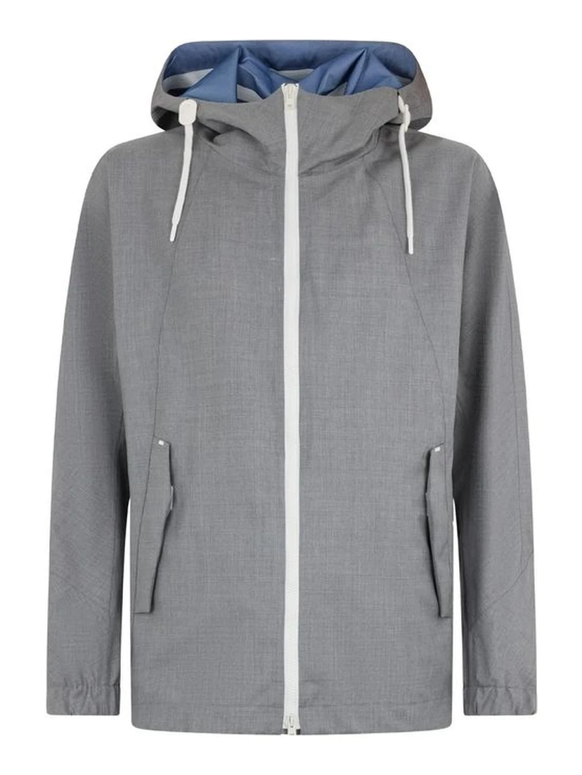 Gray Virgin Wool Shell Jacket