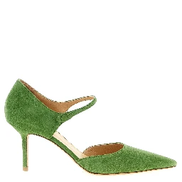 Bicolor Goatskin Mid Heel Pumps