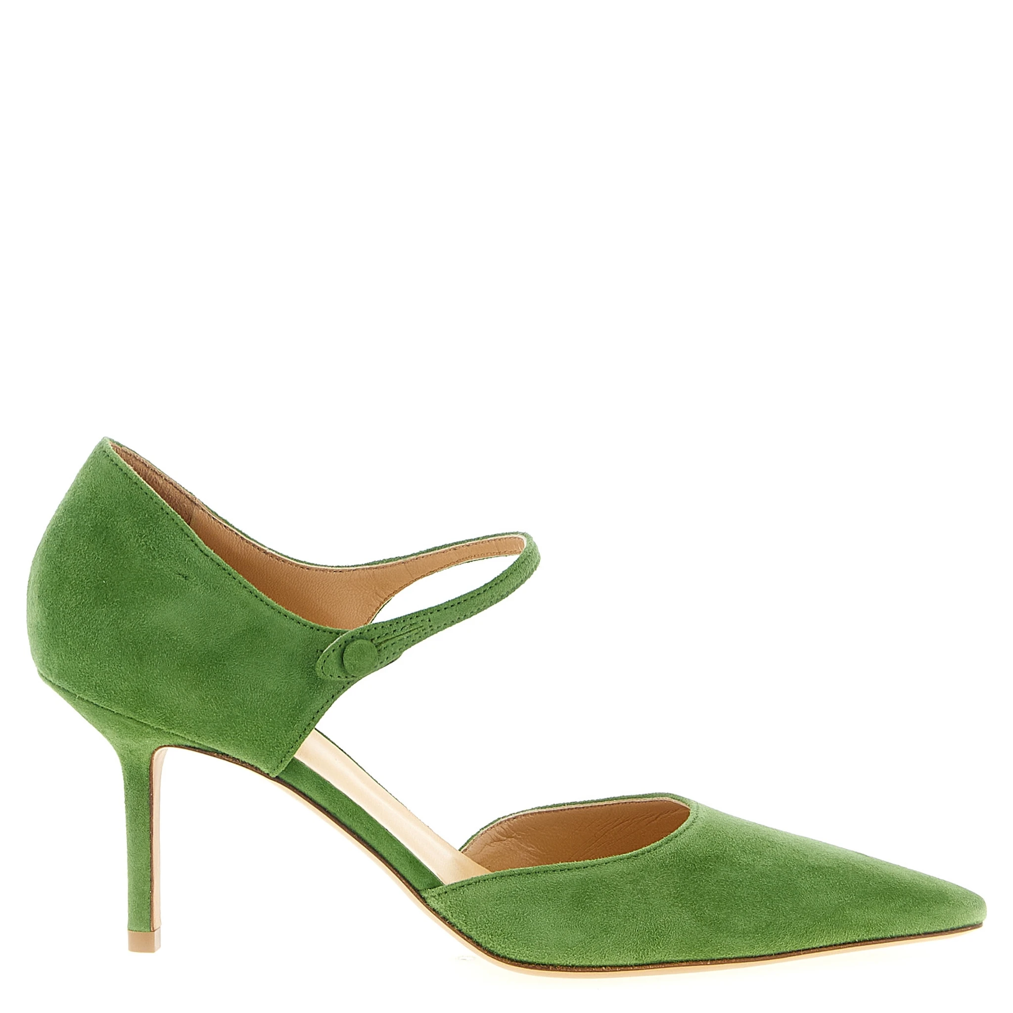 Bicolor Goatskin Mid Heel Pumps