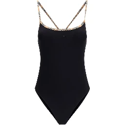 Black Elastane One-Piece Swimsuit