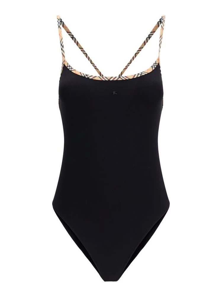 Black Elastane One-Piece Swimsuit